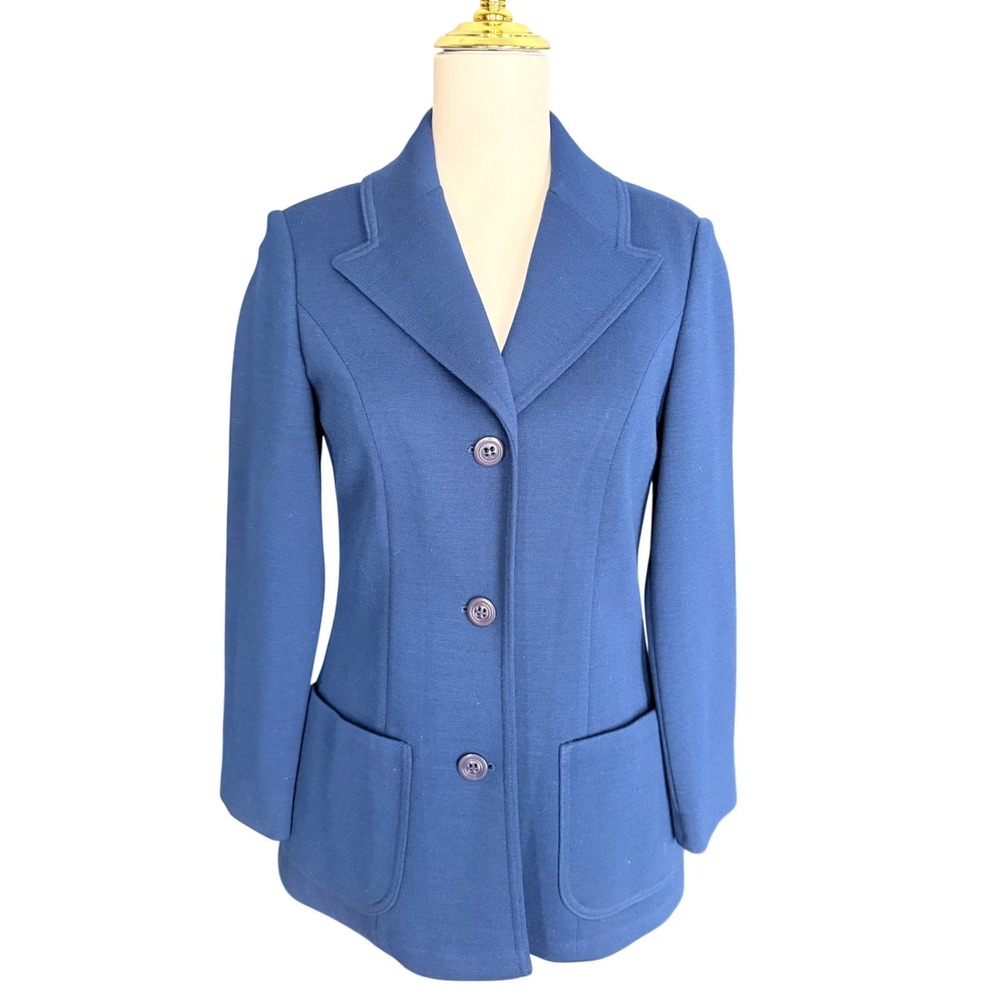 Vintage Pendleton Blue Pure Virgin Wool 3-Button Blazer Jacket USA Made